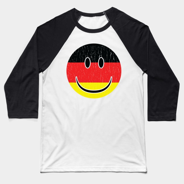 Smiley Germany Flag Fan German Fan Gift Baseball T-Shirt by atomguy